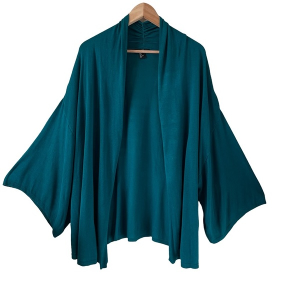 Kimono Green Open Front Cardigan Size L